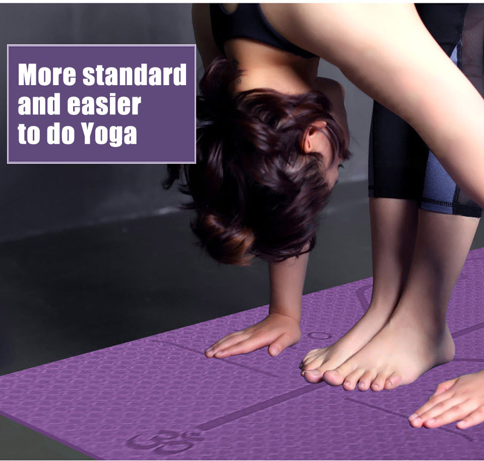 Non Slip TPE Yoga Mat Position Line Beginner - NOMAN STORE LLC