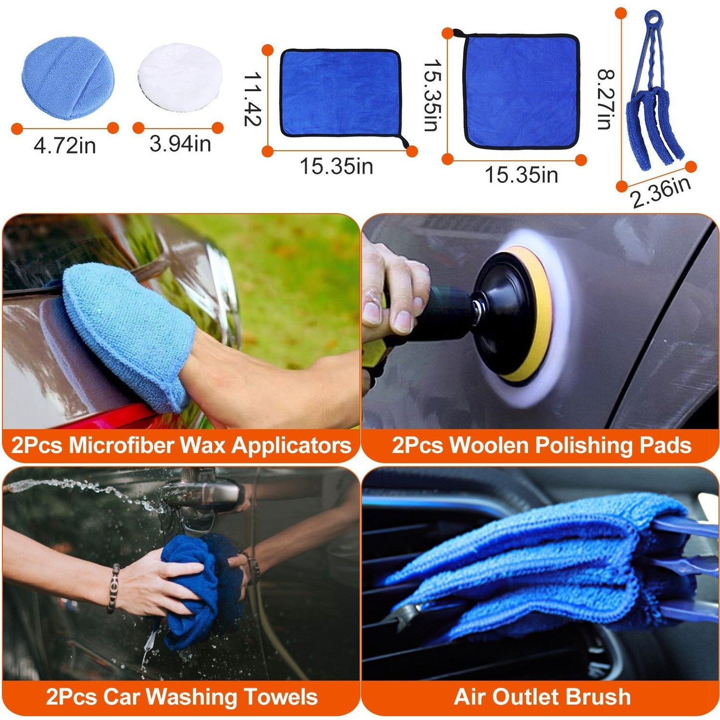 26Pcs Car Detailing Brush Kit Exterior Interior Car Cleaning Set Drill Brush Set Car Buffing Sponge Pads Kit For Cleaning Automobile Interior Exterior Wheels Dashboard - NOMAN STORE LLC