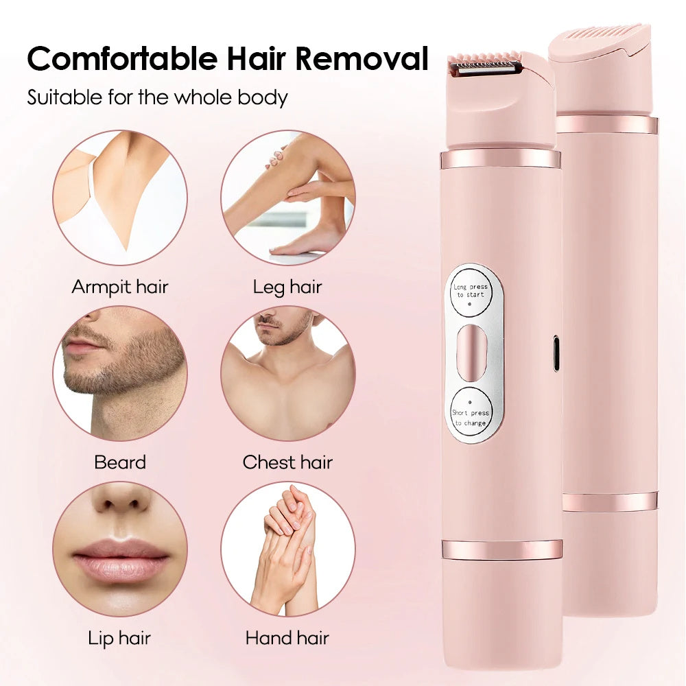 Dual-Head Electric Shaver Painless Women's Epilator Bikini Hair Removal Device Automatic Hair Trimmer Underarm Facial Lips Leg - NOMAN STORE LLC