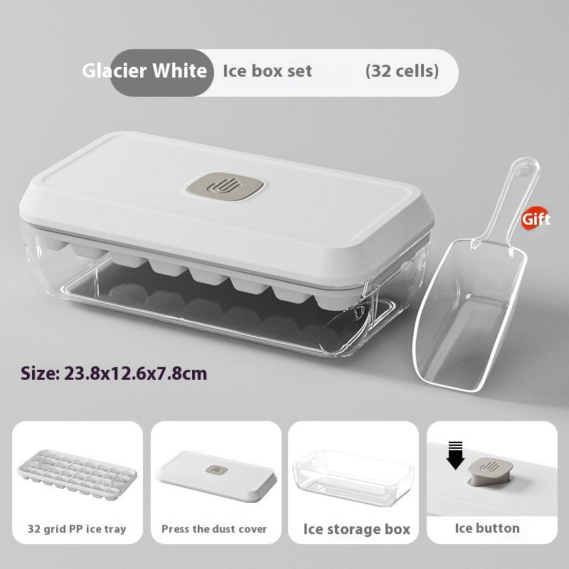 32 Grid Silicone Ice Cube Tray Mould With Lid Shovel Storage Box Remove With One Click Ice Maker DIY Whiskey Cocktail Tools Summer Kitchen Gadgets - NOMAN STORE LLC