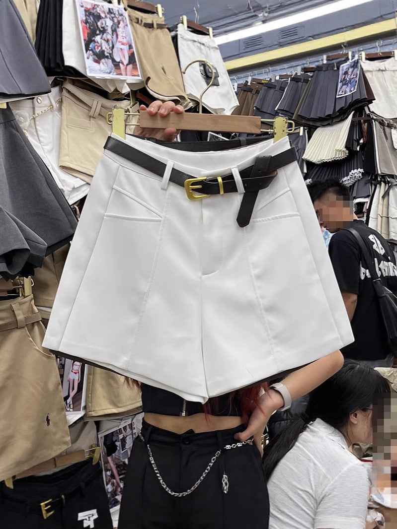 Fashionable Elegant Slimming High Waist Black Casual Shorts - NOMAN STORE LLC