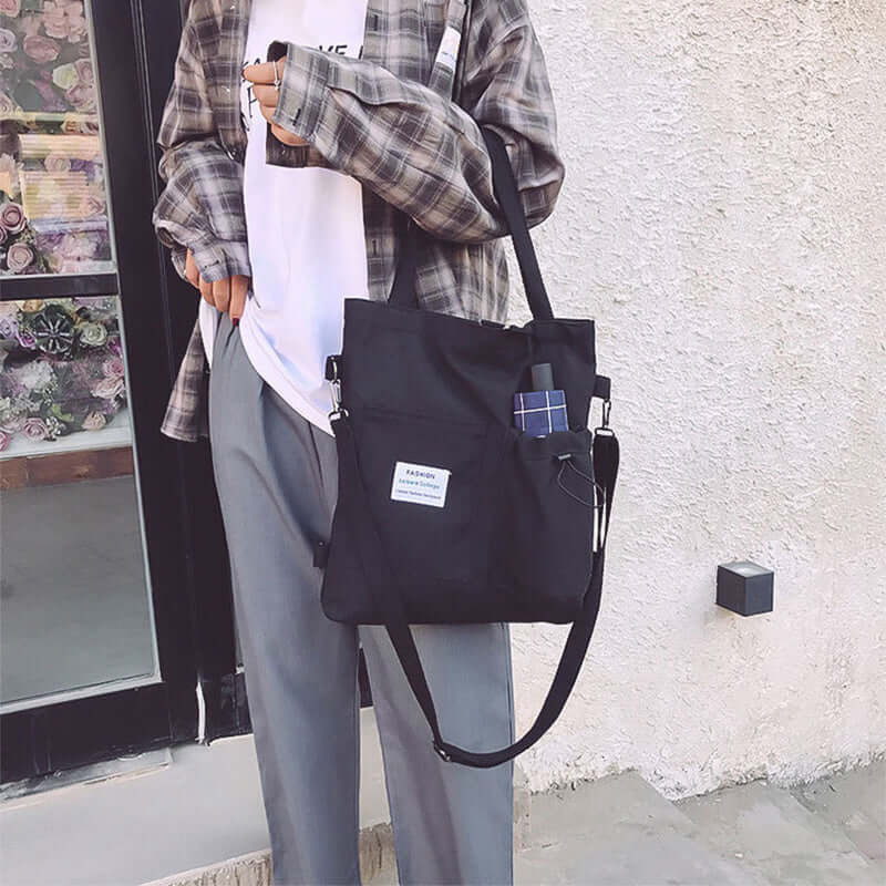 Harajuku Canvas Bags Students Handbag With Pockets Preppy Buckpack Shoulder Bag For Women Shoolbags - NOMAN STORE LLC
