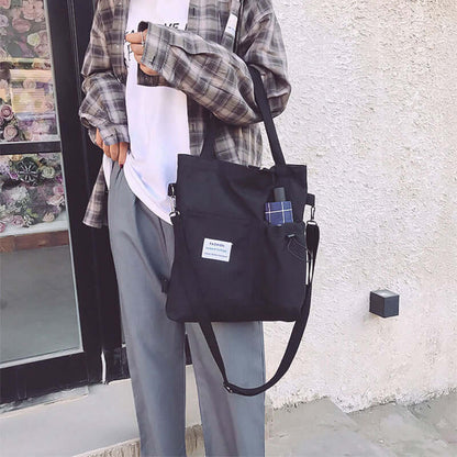 Harajuku Canvas Bags Students Handbag With Pockets Preppy Buckpack Shoulder Bag For Women Shoolbags - NOMAN STORE LLC