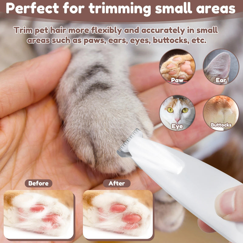 Pets Dog Paw Trimmer With LED Light Fully Waterproof Pet Hair Trimmer With LED Display Dog Clippers For Grooming Widen Blade - NOMAN STORE LLC