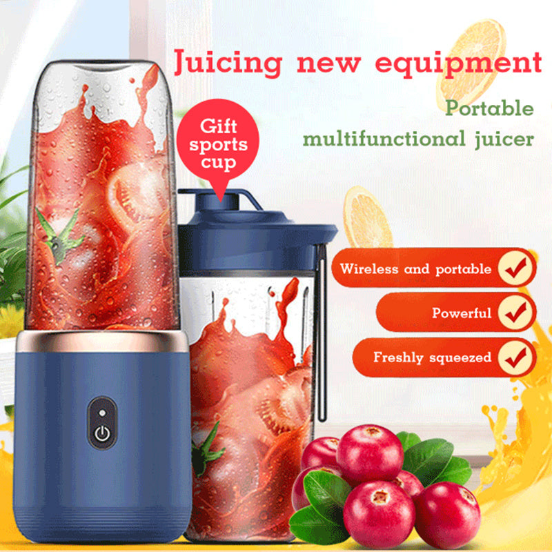 6blade Portable Blender Mini Juicer Cup Extractor Smoothie USB Charging Fruit Squeezer Blender Food Mixer Ice Crusher Portable Juicer Machine - NOMAN STORE LLC