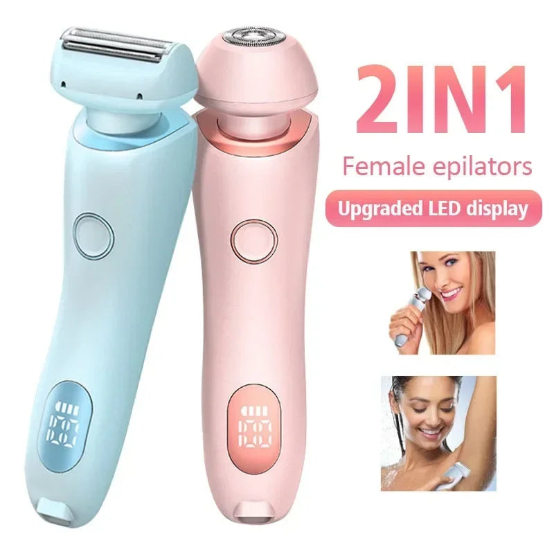 2 In 1 Hair Removal Epilator USB Rechargeable Trimmer Women Body Razor Face Leg Armpit Bikini Hand Pubic Shaver Hair Remover - NOMAN STORE LLC
