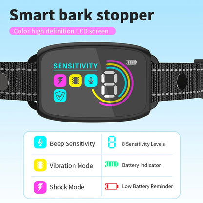 Smart Automatic Anti Barking Dog Collar Rechargeable Bark Stopper Stop Barking HD Digital Display IP67 Waterproof Collar For Dogs Pet Products - NOMAN STORE LLC
