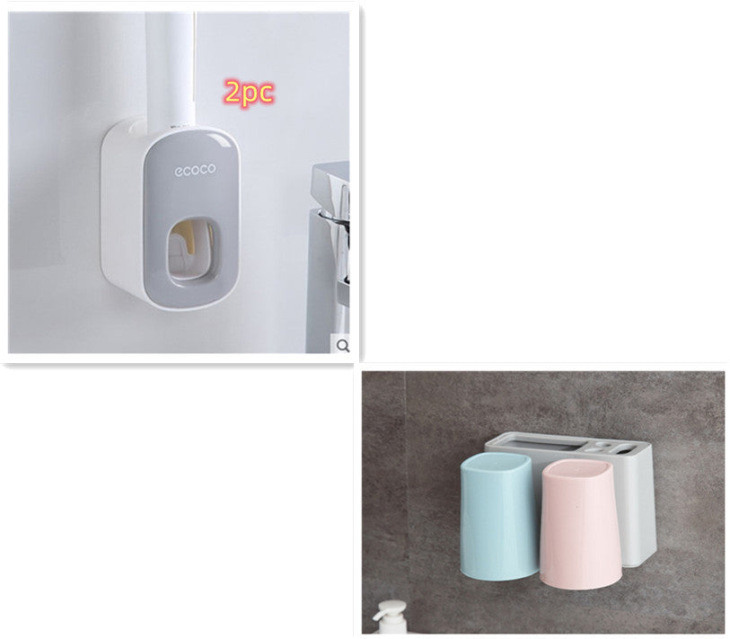 Wall Mounted Automatic Toothpaste Holder Bathroom Accessories Set Dispenser - NOMAN STORE LLC