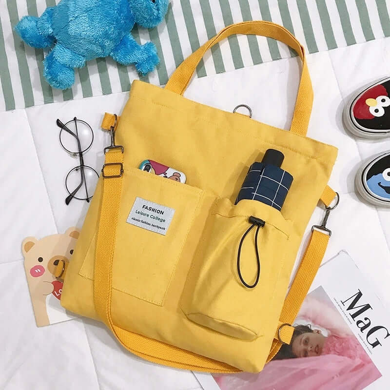 Harajuku Canvas Bags Students Handbag With Pockets Preppy Buckpack Shoulder Bag For Women Shoolbags - NOMAN STORE LLC