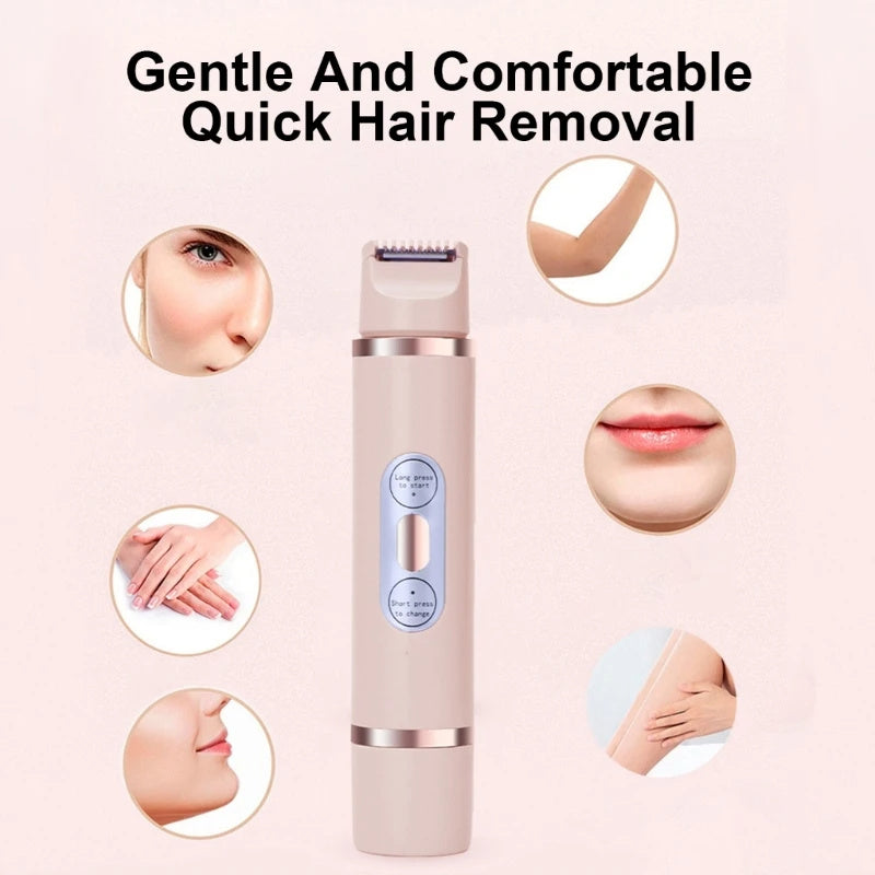 Dual-Head Electric Shaver Painless Women's Epilator Bikini Hair Removal Device Automatic Hair Trimmer Underarm Facial Lips Leg - NOMAN STORE LLC