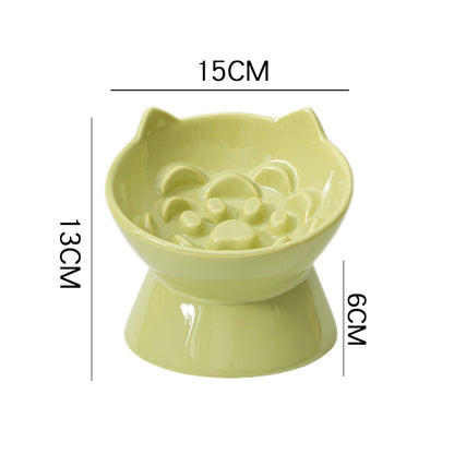 Cat Bowl Ceramic High Foot Slow Food Anti-choking
