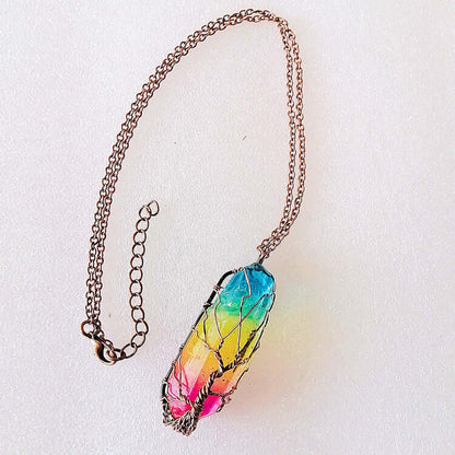 Hot Selling Stone Crystal Pillar Tree Of Life Pendant Ins Fashion Necklace - NOMAN STORE LLC