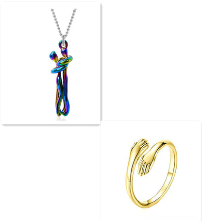 Love Hug Necklace Unisex Men Women Couple Jewelry Simple Temperament Clavicle Chain Valentines Day Lover Gift - NOMAN STORE LLC