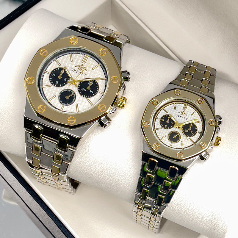 Fashion Men's And Women's Same Steel Belt Quartz With Calendar Waterproof Couple's Watch - NOMAN STORE LLC