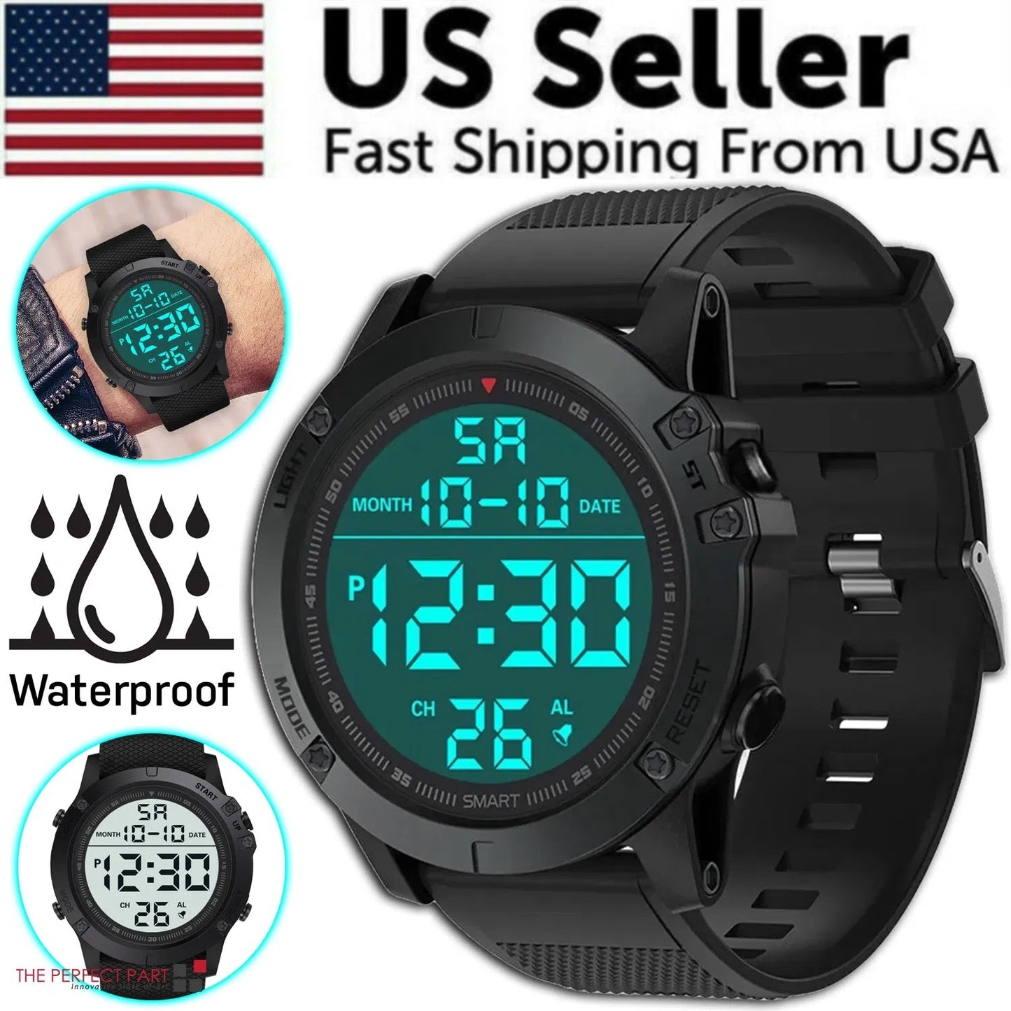 Waterproof Digital Sports Watch Military Tactical LED Backlight Wristwatch Men - NOMAN STORE LLC