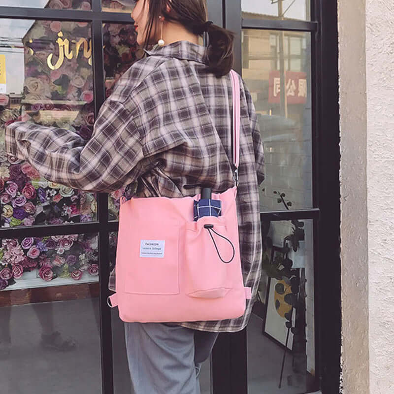 Harajuku Canvas Bags Students Handbag With Pockets Preppy Buckpack Shoulder Bag For Women Shoolbags - NOMAN STORE LLC