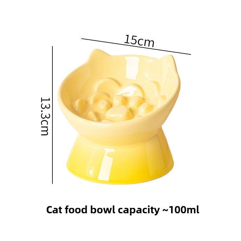 Cat Bowl Ceramic High Foot Slow Food Anti-choking