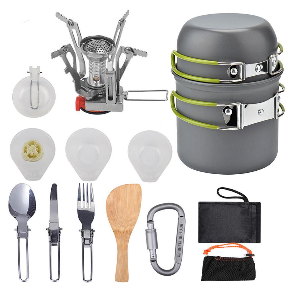Camping Cookware Kit Outdoor Cooking Set Aluminum Equipment Outdoor Pot Travel Tableware Kitchen Hiking Picnic BBQ - NOMAN STORE LLC