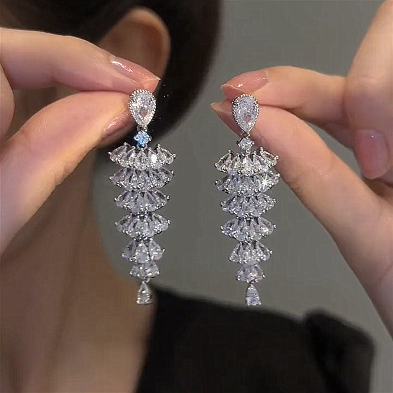 Sparkling Zircon Christmas Tree Drop Earrings For Women Trendy Xmas Tree Plant Dangle Earrings New Year Festival Party Jewelry - NOMAN STORE LLC