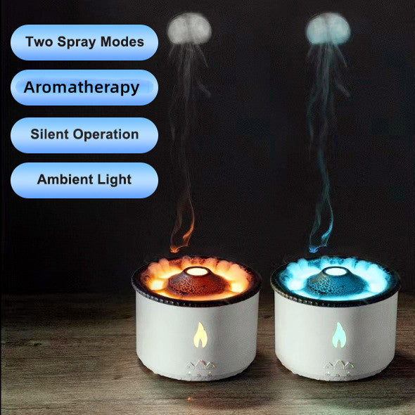 New Creative Ultrasonic Essential Oil Humidifier Volcano Aromatherapy Machine Spray Jellyfish Air Flame Humidifier Diffuser - NOMAN STORE LLC