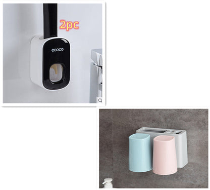 Wall Mounted Automatic Toothpaste Holder Bathroom Accessories Set Dispenser - NOMAN STORE LLC