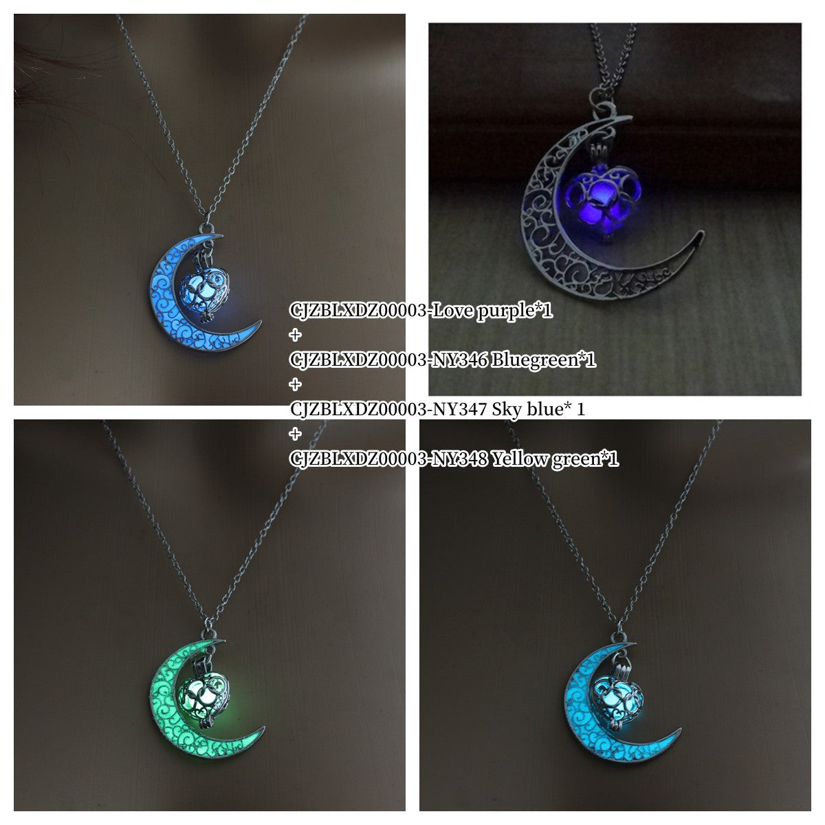 Glowing Pendant Necklaces Silver Plated Chain Necklaces - NOMAN STORE LLC